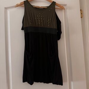 Chic Black and Olive Mini Dress